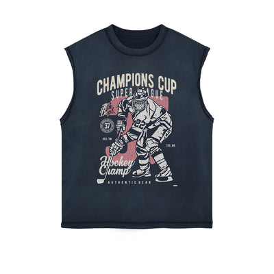 Champions Cup Hockey Graphic Sleeveless Faded Tee-INNBLAC