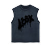 LOOK Funny Graphic Cutoff Faded Tee-INNBLAC