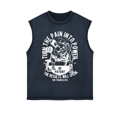 Turn The Pain Into Power Cutoff Graphic Tee-INNBLAC