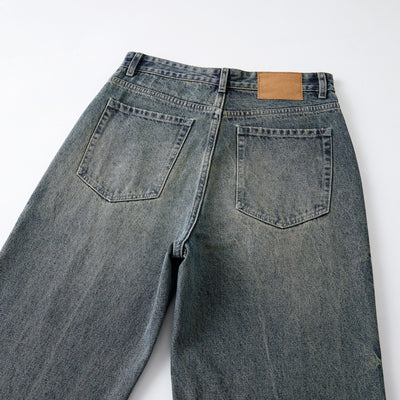 Washed Lightning Straight Leg Jeans-INNBLAC