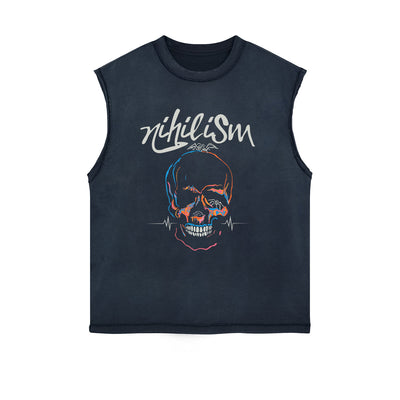 Neon Skull Sleeveless Graphic Tee-INNBLAC