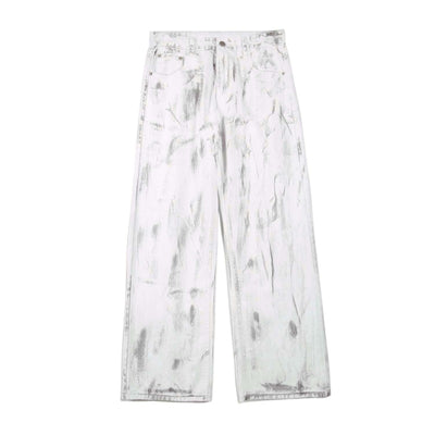 White Tie-Dye Baggy Denim Jeans