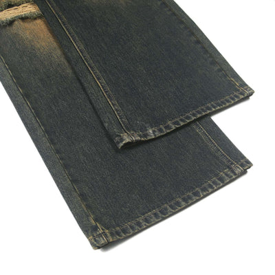 Heavy Wash Ripped Baggy Jeans-INNBLAC