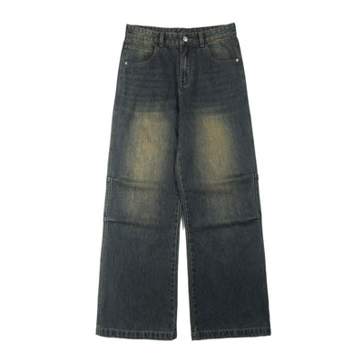 Vintage Wash Wide Leg Jeans-INNBLAC