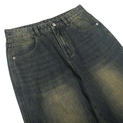 Vintage Wash Wide Leg Jeans-INNBLAC