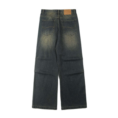 Vintage Wash Wide Leg Jeans-INNBLAC