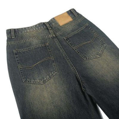 Vintage Wash Wide Leg Jeans-INNBLAC