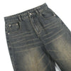 Vintage Wash Straight Leg Ripped Jeans