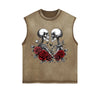 Skeletons Roses Love Valentine Sleeveless Faded Tee-INNBLAC