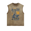 Mixed Martial Arts Retro Graphic Sleeveless Faded Tee-INNBLAC