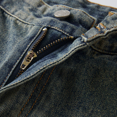 Vintage Washed Straight Leg Jeans-INNBLAC