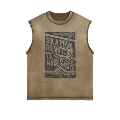 Live To Skate Cutoff Faded Tshirt-INNBLAC