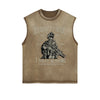 Soldiers Of Fortune Retro Graphic Sleeveless Faded Tee-INNBLAC