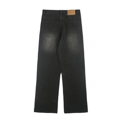 Washed Whiskers Straight Leg Jeans-INNBLAC