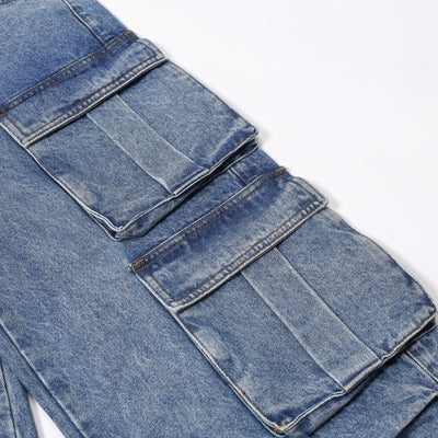 Baggy Denim Cargo Pants-INNBLAC