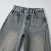 Vintage Washed Raw Hem Bootcut Jeans-INNBLAC