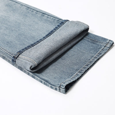 Baggy Washed Wrinkles Jeans-INNBLAC