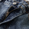 Straight Leg Whiskers Blue Jeans-INNBLAC