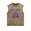 Skull Whiskey Goes In Wisdom Sleeveless Faded Tee-INNBLAC