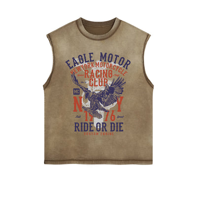 Eagle Motor Graphic Sleeveless Faded Tee-INNBLAC