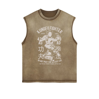 Kungfu Fighter Vintage Sleeveless Tee-INNBLAC