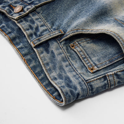 Washed Straight Leg Denim Pants-INNBLAC