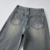 Vintage Washed Raw Hem Bootcut Jeans-INNBLAC