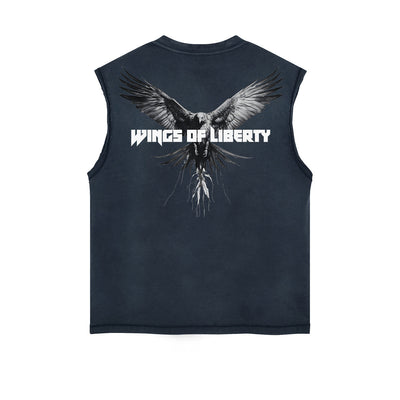 Wings of Liberty Eagle Sleeveless Faded Tee-INNBLAC