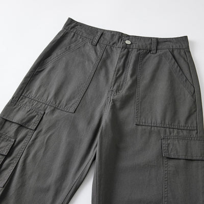 Straight Leg Casual Cargo Pants-INNBLAC