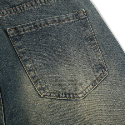 Washed Whiskers Straight Leg Jeans-INNBLAC