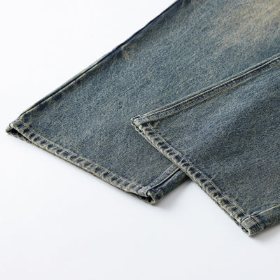 Washed Lightning Straight Leg Jeans-INNBLAC