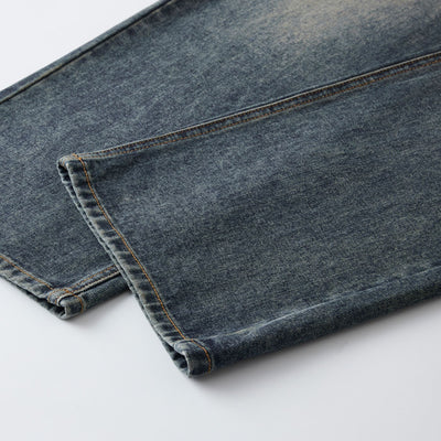 Vintage Washed Straight Leg Jeans-INNBLAC