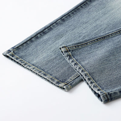 Straight Leg Faded Denim Pants-INNBLAC