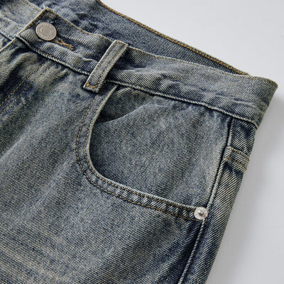 Vintage Washed Raw Hem Bootcut Jeans-INNBLAC