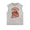 Distressed Sleeveless Summer Vacation Pattern Tee