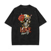 Skull Graphic Stone Wash Tee-INNBLAC