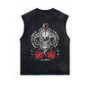 Skull Graphic Stone Wash Sleeveless Tee-INNBLAC Fashion Apparel