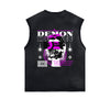 Skull Graphic Stone Wash Sleeveless Tee-INNBLAC Fashion Apparel