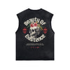 Skull Graphic Stone Wash Sleeveless Tee-INNBLAC Fashion Apparel