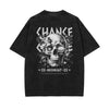 Skull Graphic Stone Wash Tee-INNBLAC