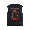 Skull Graphic Stone Wash Sleeveless Tee-INNBLAC Fashion Apparel