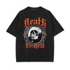 Skull Graphic Stone Wash Tee-INNBLAC