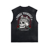 Washed Skull Graphic Sleeveless Tee-INNBLAC Fashion Apparel