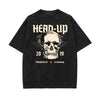 Skull Graphic Washed Oversized Tee-INNBLAC