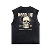 Skull Graphic Washed Oversized Sleeveless Tee-INNBLAC Fashion Apparel