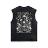 Skull Graphic Washed Oversized Sleeveless Tee-INNBLAC Fashion Apparel