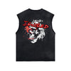 Skull Graphic Washed Oversized Sleeveless Tee-INNBLAC Fashion Apparel