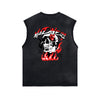 Skull Graphic Washed Oversized Sleeveless Tee-INNBLAC Fashion Apparel