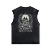 Skull Artwork Graphic Faded Sleeveless Tee-INNBLAC Fashion Apparel