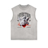 Gray Cute Cupid Cartoon Graphic Sleeveless Tee